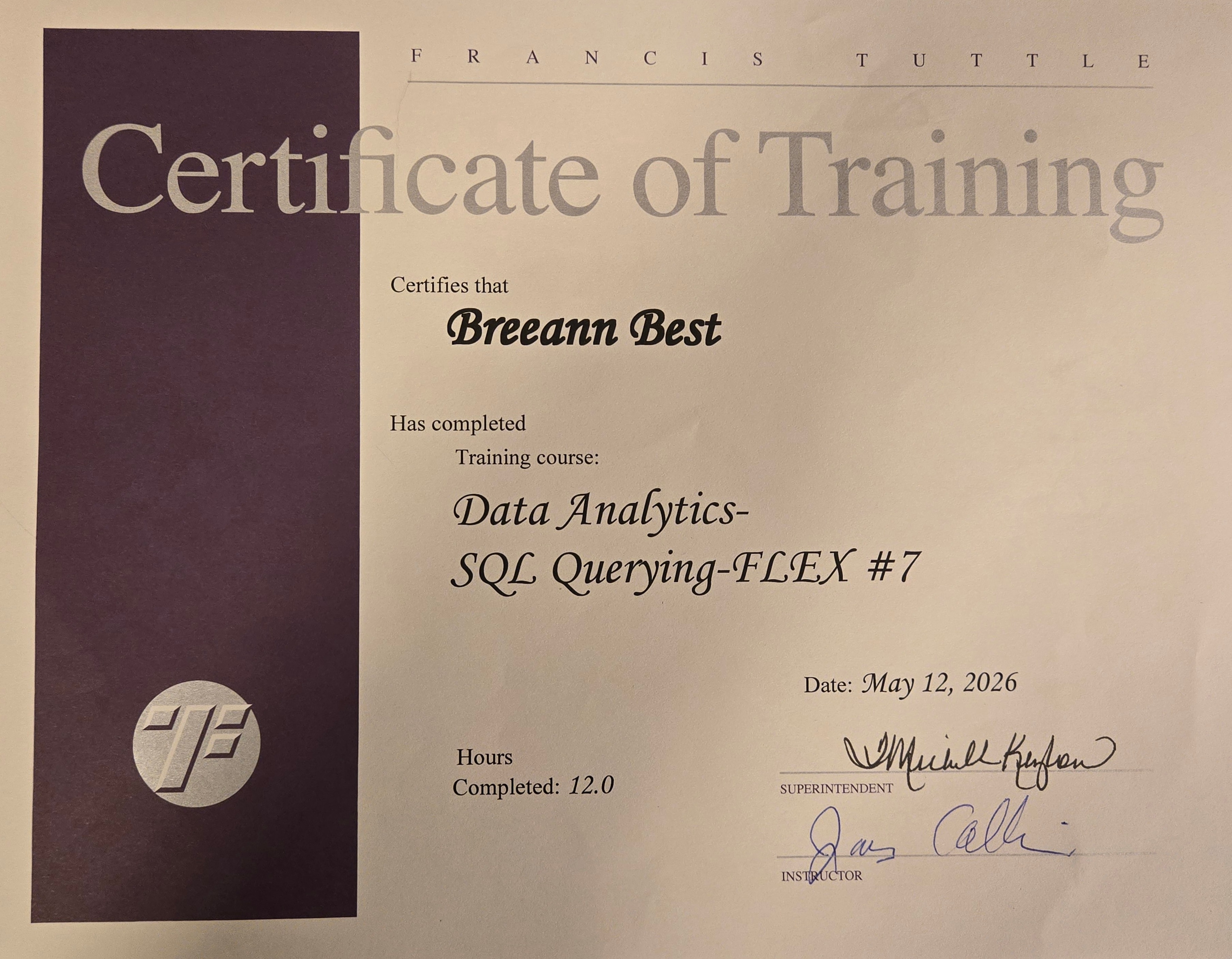 SQL Certificate